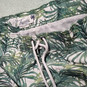 Green and White Hybrid Shorts with Tropical Print